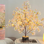 19Inch Cherry Blossom Tree Light, Lighted Artificial Tree with Pink Silk Flowers, 49 Fairy LEDs, Battery Operated Lamp with Timer for Summer Wedding Decorations