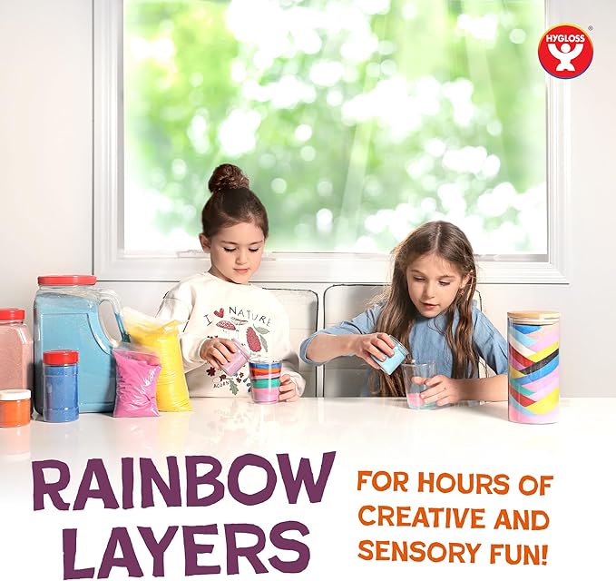 Hygloss Colored Sand for Crafts - 15 lb Bottle, Pastel Rainbow - Vibrant Colorful Fine Sensory Play Sand Art Kits for Kids - Classroom Activities for Children 3 4 5 6 7 8 9 10 11 12 - Safe for Ages 3+