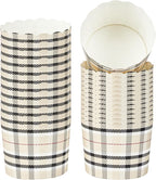 Panificio 6 Ounce Cupcake Wrappers, 200 Scalloped Baking Cups - Oven-Ready, Greaseproof, Plaid Paper Cupcake Liners, Disposable, For Birthdays, Baby Showers, Or Weddings - Restaurantware