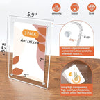 Acrylic Picture Frames 5x7 Inch Set of 3, Tabletop and Refrigerator Display Vertical and Horizontal Clear Magnetic Photo Frames with Detachable Stand for Gift, Home/Refrigerator Décor