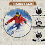 Round Ski Vintage Metal Sign Skiing Sign, Office Sign Home Décor Ski Lodge Décor Cabin Tin Sign 12 * 12 in