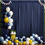 50 ft x 10 ft Wrinkle Free Navy Blue Backdrop Curtain for Parties,Polyester Photo Backdrop Drapes, Thick Background 10 Panels 5ft x 10ft for Baby Shower Wedding Birthday Party Backdrop Stand
