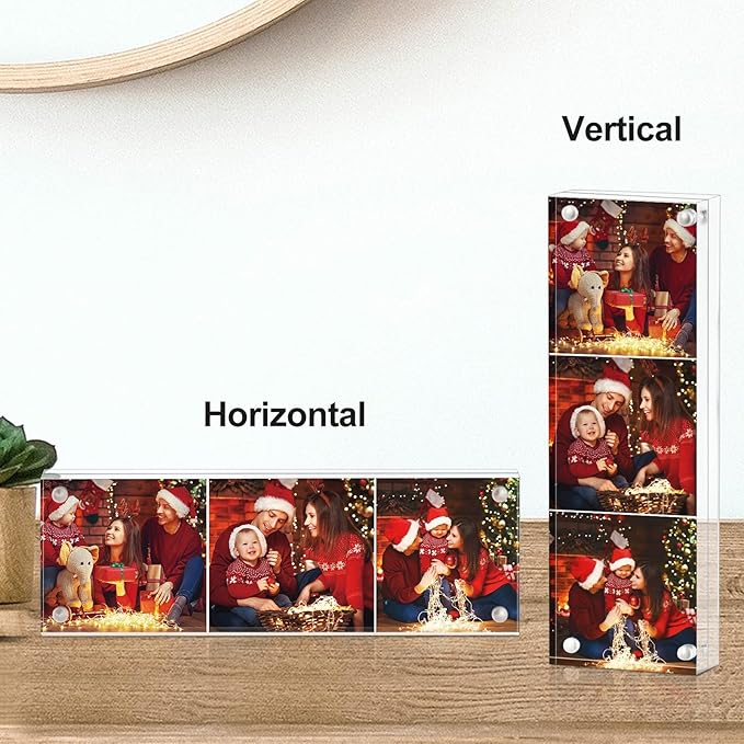 Boxalls 2x6 Inches Acrylic Picture Frames - 5 Pack, Clear Frameless 2x6 Photo Frames with Magnetic, Double Sided Transparent Desktop Frame (5 Pack)