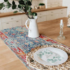 Snycler Table Runner Boho Table Runners Vintage Elegant Farmhouse Table Center Linen Decor for Home Dining Party Entrance (13x72 Inch) Boho-Blue&Red
