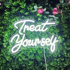 Treat Yourself Neon Sign Treat Yourself Sign for Bedroom Wall Wedding Sign Room Decoration Birthday Party Decoration, 12.9" x 9.6"