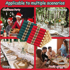 Supernal 240pcs Christmas Rolled Plastic Silverware,Gold Disposable Silverware,Wrapped Plastic Cutlery Set with Napkin,Pre Rolled Silverware Set Disposable,Christmas Cutlery Served for 60 Guests