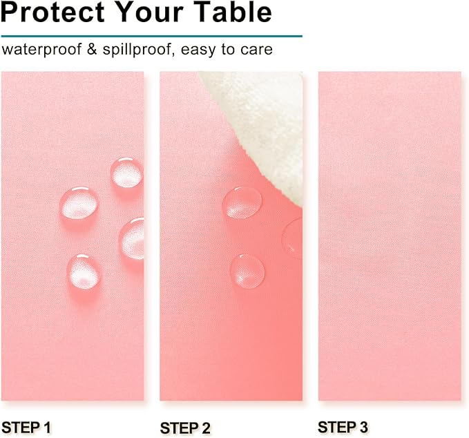 Hiasan Rectangle Tablecloth Rose Pink - Wrinkle Resistant and Waterproof Washable Polyester Fabric Table Cloth for Dining Party and Outdoor Use, 60 x 140 Inch