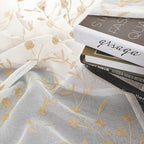 Sheer Curtains with Desin White-Beige Floral Embroidery 84 Inch Long Rod Pocket Lace Drapes for Living room, Bedroom, 2 Panels, 52"x84", Semi Voile Outdoor Window Treatment Sets for Yard, Patio.