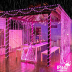 YEGUO Pink String Lights Outdoor Waterproof, 165ft 500 LED Christmas Lights Indoor, 8 Modes Clear Wire Fairy Light Plug in for Party Tree Valentines Wedding