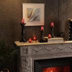 12Pack Flickering Flameless LED Candles with Timer, Battery Powered - Small Pillar & Votive, Red (2"X3")