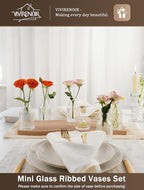 Glass Bud Vases Set of 36, Small Flower Vase in Bulk, Clear Mini Ribbed VaseS for Centerpieces, Modern Wedding Reception Table Decorations