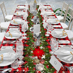3Pcs Christmas Buffalo Plaid Snowflake Tablecloths,Plastic Red and Black Checkered Rectangle Christmas Tree Color Ball Table Cover for Winter Christmas New Year Holiday Party Decorations,54x108 inch