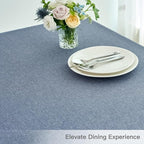 maxmill Linen Texture Tablecloth Water Resistant Antiwrinkle Spillproof Wipeable Washable Soft Fabric Table Cloth for Dining Room, Buffet Banquet Party Holiday, Rectangular 60 x 108 Inch, Demin Blue
