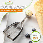 Spring Chef Small 1 Tablespoon Stainless Steel Cookie Scoop for Baking - Multifunctional #60 Cookie Dough Scoop with Trigger Release - Kitchen Scooper for Food - Dishwasher Safe Melon Baller - Black