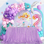 QueenDream Tablecloth 90x156 Rectangle Sequin Tablecloth Lavender Wedding Table Linens Glitter Birthday Bridal Party Indoor Outdoor Decorations