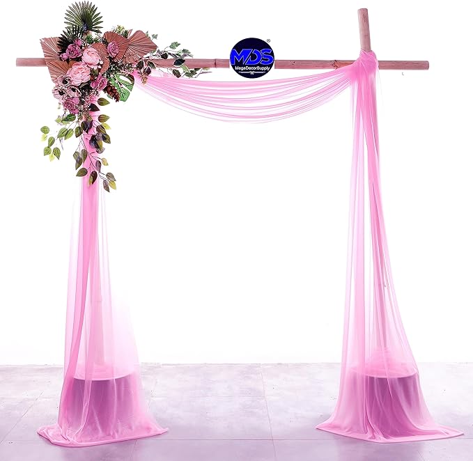 MDS Halloween Chiffon Draping Fabric - 1 Panel, 30" Wide x 40ft Long - Sheer Spooky Arbor & Canopy Drapery for Haunted House Backdrops, Party Ceilings, DIY Costumes & Themed Events - Bubblegum Pink
