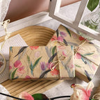 RUSPEPA Tulips Floral Wrapping Paper Roll, Watercolor Gift Wrap, Mini Roll Kraft Paper Roll for Girls, Spring, Summer, Wedding and Birthday 17 Inches x 32.8 Feet