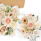 AmyHomie Nude Color Artificial Flowers Combo Silk Mix Peony Rose Fake Flowers w/Stem for DIY Wedding Bouquets Centerpieces Arrangements Table Fall Decor Party Bridal Baby Shower Home Decorations