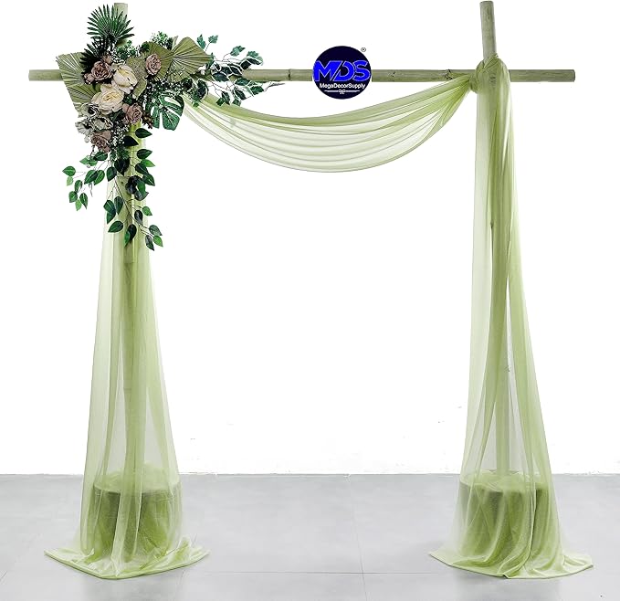 MDS Halloween Chiffon Draping Fabric - 1 Panel, 30" Wide x 40ft Long - Sheer Spooky Arbor & Canopy Drapery for Haunted House Backdrops, Party Ceilings, DIY Costumes & Themed Events - Sage Green