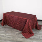 YOUR CHAIR COVERS - 90 x 132 inch Rectangular Crinkle Taffeta Tablecloth - Burgundy, Rectangle Table Linens for 6 ft Rectangular Tables, Wedding Crushed Table Cloth