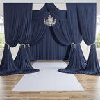PartyVillage 20ft×15ft Navy Blue Backdrop Curtain for Wedding Parties, 4 Panels Wrinkle Free 15 FT Long Polyester Photo Backdrop Drapes Back Drop Cloth for Birthday Photography Background