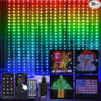 Brightown Smart Curtain String Lights App Controlled - 900 LED DIY Hanging Fairy Light Pattern and Text Programmable, Music Sync with Remote, Waterproof Smart Valentine's Party Lights Indoor Use