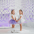 36Pcs Purple Hanging Swirl Decorations Ombre Purple Felt Swirl Streamer Spiral Ceiling Garland for Lavender Lilac Violet Birthday Wedding Bachelorette Baby Shower Graduation Holiday Hen Party Supplies