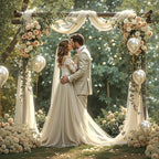 Wedding Arch Draping Fabric 2 Panels 18Ft Nude Sheer Chiffon Curtain Drapes 6 Yards for Wedding Ceremony Birthday Party Decoration