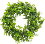 MAKHOT Artificial Eucalyptus Front Door Wreath, Spring Summer Green Wreath, Door Green Garland for Home Porch Window Wall Farmhouse, Fake Garland for Indoor/Outdoor All Seasons Decor