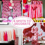 PartyWoo Crepe Paper Streamers 4 Rolls 328ft, Pack of Crepe Paper Pink and Burgundy Streamers Party Decorations, Crepe Paper for Birthday Party Decorations, Wedding Decorations (1.8 in x 82 Ft/Roll)
