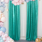 ShinyBeauty Sparkle Backdrop Curtain Teal 2 Panels Set Sequin Photo Backdrop Christmas Green 2FTx8FT Sequin Backdrop Curtain Pack of 2 Christmas Photo Backdrop-1220S