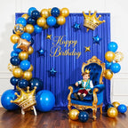 gogoparti 20x10FT Sapphire Blue Sequin Backdrop Curtain - 4 Panels of 5x10FT Wrinkle-Free Glitter Drapes for Photography, Birthdays, Weddings & Graduations