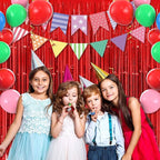 6 Pack Red Foil Fringe Curtains Backdrop, 3.28 x 8.2 Ft Metallic Streamers Tinsel Curtains Background for Photo Booth, Birthday, Weddings, Carnivals, Graduation, Themed Party Decorations