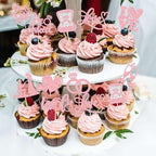 Ephlyn 30Pcs He Asked She Said Yes Cupcake Toppers Glitter Engagement Cupcake Toppers Diamond Ring Heart Love I Do Cupcake Picks for Engagement Wedding Party Cake Decorations Pink