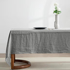 EVERLY 100% Pure Linen Rectangle Tablecloths 60x84Inches for Dining,Buffet Parties,Picnic,Events,Weddings and Restaurants,Decorative Halloween,Thanksgiving Machine Washable Tablecloths-Light Grey