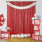 Sugargirl Red Sequin Backdrop Curtain 2 Panels 2FTx8FT Glitter Red Background Drapes Sparkle Photography Backdrop for Party Wedding Birthday Wall Decoration