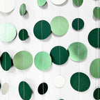 46 Ft Sage Green Party Decorations Metallic Sage Green White Polka Dots Garlands Hanging Paper Circle Dots Streamer for Birthday Baby Shower Engagement Graduation Wedding Party Decorations Supplies