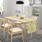 Watercolor Floral Table Runner, Seasonal Summer Yellow Flower Print Kitchen Dinning Table Runner for Indoor Outdoor Home Wedding Party Holiday, 13x120 Inch