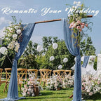 20Ft Length x 28" Width 4 Panels Wedding Arch Draping Fabric Dusty Blue Arch Drapes Chiffon Fabric Sheer Curtains Backdrop for Party Bridal Decorations Wedding Ceremony Ceiling Stage Reception Decor