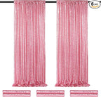 Backdrop Curtains Blush Pink Sequin Photo Curtain 6 Panels 2ftx8ft Glitter Birthday Wedding Engagement Baby Shower