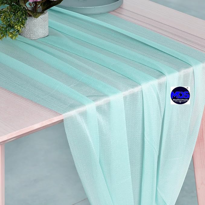 MDS Halloween Chiffon Table Runner - 12 Pack, 29 x 170 Inches, 14ft Each - Sheer Spooky Table Runners for Haunted House Parties, Trick-or-Treat Tables, Witchy Décor, Wedding & Events - Teal