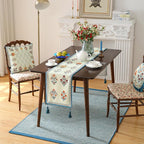 ISAENNE Designer Light Green Linen Extra Long Table Runner 118 Inches,French Floral Patterns Elegant Table Runner for Dining Tables,Thanksgiving,Kitchen Tables,Christmas,12"*118"-Floralsea B