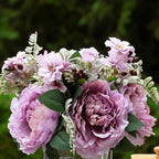 ENOVA FLORAL Artificial Flower Arrangement with Vase,Mixed Artificial Silk Peony Flower in Vase for Decoration Home Office, Wedding Centerpiece (Purple)