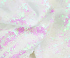 QueenDream Tablecloth 90x156 Rectangle Sequin Tablecloth White Iridescent Wedding Table Linens Glitter Birthday Bridal Party Indoor Outdoor Decorations