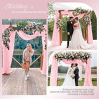 Wedding Arch Draping Fabric, 4 Panels 28" x20ft Pink Sheer Chiffon Curtain Drapes for Wedding Drapes Sheer Backdrop Curtains for Wedding Ceremony Reception Party Decoration