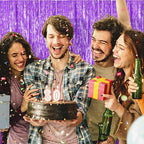5 Pack Foil Curtain Backdrop Purple Metallic Tinsel Foil Fringe Curtains Photo Booth Props for Birthday Wedding Engagement Baby Shower Bachelorette Christmas Holiday Celebration Party Decorations