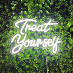 Treat Yourself Neon Sign Treat Yourself Sign for Bedroom Wall Wedding Sign Room Decoration Birthday Party Decoration, 12.9" x 9.6"