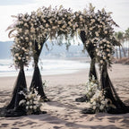 Wokceer Wedding Arch Draping Fabric 28.7" x 20FT Black Sheer Backdrop for Ceremony, Birthday Party, Bridal Shower Decoration