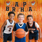 Reusable Foil fringe Curtains Halloween Decor Indoor Party Decorations - Melsan 3 Pack 3.2 x 8.2 ft Tinsel Curtain Party Photo Backdrop for Birthday Party Baby Shower or Graduation Decorations (Orange)