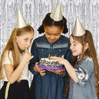 10 Pack Silver Backdrop Curtain 3.2ft x 8.2ft Metallic Tinsel Foil Fringe Curtains Photo Booth Background for Birthday Party Decoration Baby Shower Engagement Wedding Christmas Decoration (Silver)